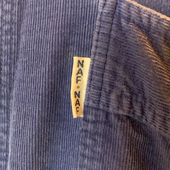 NAF NAF PARIS FRANCE FRENCH INDIGO COBALT BLUE CORDUROY SHIRT - Picture 3 of 13